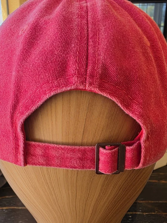 Embellished Raspberry Pink Baseball Cap with Rhinstone Butterfly - Picture 6 of 6